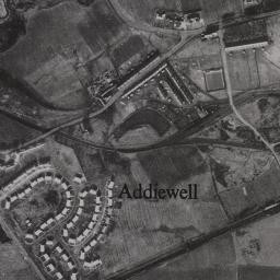 Photo:Aerial view of Addiewell as the old rows were being removed and the new village built.  Probably late 1940s or 1950s