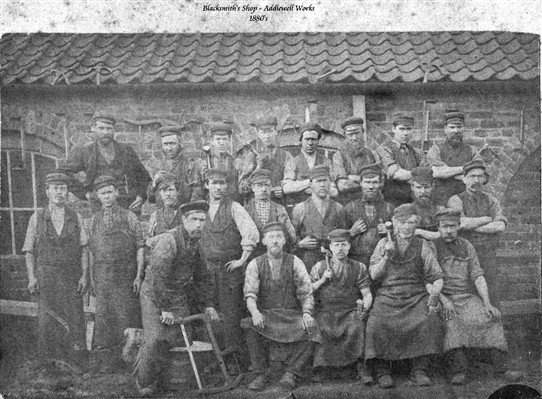 Photo:The Blacksmiths' workshop, Addiewell Oil Works, 1880s.