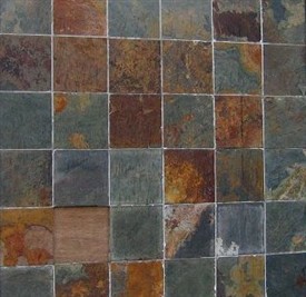 Photo:Squares of shale on the wall of a pub in Pumpherston