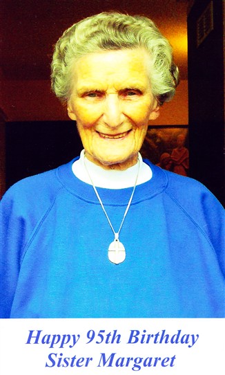 Photo:Sister Margaret celebrating her 95th birthday.