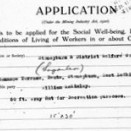 Photo:Application for funds to be applied for the social well-being, recreation and conditions of living of workers in or about coal mines.